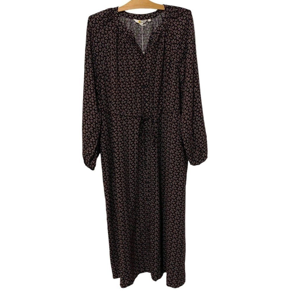 Boden | Dress Midi Length Floral Long Sleeve Tie Waist Pullover NWT- Size 10